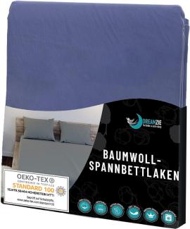 Dreamzie - Spannbettlaken 150x200cm - Baumwolle Oeko Tex Zertifiziert - Dunkelblau - 100% Jersey Bettbezug 150x200