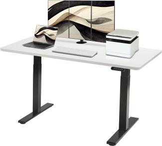 E.For.U® höhenverstellbarer Schreibtisch 180x80 cm, 2 Motoren, elektrisch höhenverstellbares Tischgestell mit 2-Fach-Teleskop, Memory-Steuerung (Schwarz), DT20L mit Tischplatte (Weiß)