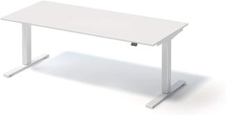 Varia Schreibtisch, 650-1250 mm elektrisch höhenverstellbar, B 1800 x T 800 mm, Dekor weiß, Gestell verkehrsweiß