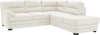 Mivano Ecksofa Royale / Zeitloses L-Form-Sofa mit Schlaffunktion, kleinem Bettkasten, Ottomane und hohen Rückenlehnen / 246 x 90 x 230 / Lederoptik, weiß
