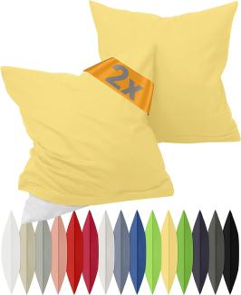 npluseins Renforcé-Kissenbezüge im Doppelpack - 100% Baumwolle - schlicht und edel 698. 898, 50 x 50 cm, gelb
