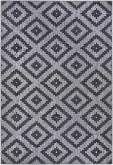 In- & Outdoor Teppich Malta Schwarz Silber - 80x350x0,5cm
