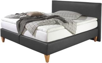 Maintal Boxspringbett Luxor, 160 x 200 cm, Kunstleder, 7-Zonen-Kaltschaum Matratze h3, Anthrazit