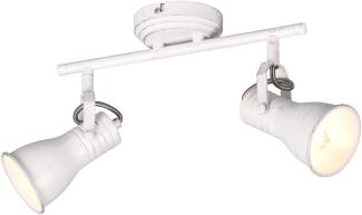 LED Deckenstrahler 2 flammig verstellbare Metallschirme in Weiß, Breite 30cm
