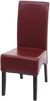 Esszimmerstuhl Latina, Küchenstuhl Stuhl, Leder ~ rot, dunkle Beine