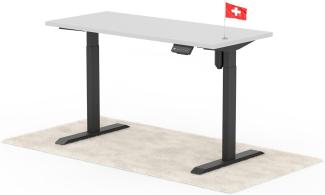 elektrisch höhenverstellbarer Schreibtisch ECO 140 x 60 cm - Gestell Schwarz, Platte Grau