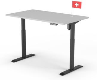 elektrisch höhenverstellbarer Schreibtisch ECO 140 x 60 cm - Gestell Schwarz, Platte Grau