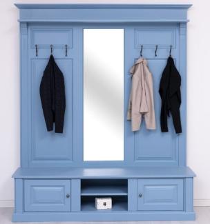 Casa Padrino Landhausstil Garderobe Hellblau 180 x 41 x H. 210 cm - Massivholz Garderobenschrank mit Spiegel - Massivholz Garderobenmöbel - Landhausstil Garderobenmöbel
