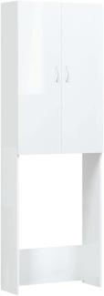 vidaXL Waschmaschinenschrank mit 2 Türen 3 Fächern Badmöbel Badschrank Badregal Badezimmerschrank Hochschrank Schrank Hochglanz-Weiß 64x25,5x190cm