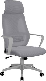 Bürostuhl mit Lordosenstütze im Netzstoff-Design Schreibtischstuhl mit Wippfunktion ergonomischer Drehstuhl mit einer verstellbaren atmungsaktiven Rückenlehne Grau