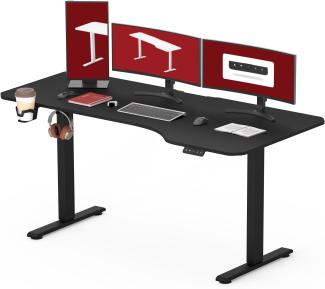 SANODESK Höhenverstellbarer Schreibtisch 160 x 75 cm Schreibtisch Höhenverstellbar Elektrisch Ergonomischer Steh-Sitz Tisch Computertisch für Heimbüro Homeoffice(schwarz)