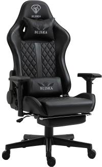 Trisens Gaming Stuhl mit Fußstütze und ergonomsichen 4D-Armlehnen, Kunstleder schwarz