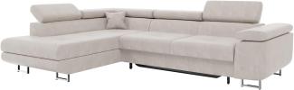 MEBLINI Schlafcouch mit Bettkasten - CARL - 272x202x63cm Links - Beige Samt - Ecksofa mit Schlaffunktion - Sofa mit Relaxfunktion und Kopfstützen - Couch L-Form - Eckcouch - Wohnlandschaft