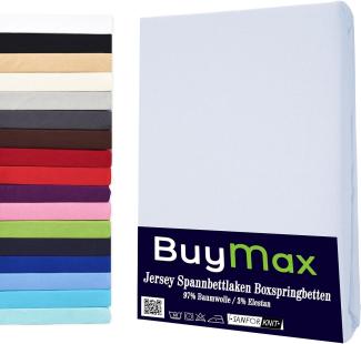 Buymax Spannbettlaken Stretch 180x200-200x220 cm für Wasserbetten und Boxspringbetten Bettbezug für Matratzen bis 35 cm Matratzenhöhe, Weiß