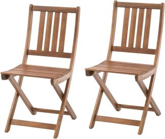 2x Balkonstühle 85cm Gartenstühle Akazie Holz Klappstuhl Holzstühle braun geölt, geschliffen