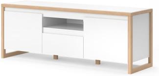 Vicco Lowboard Davos 150x56cm, Weiß, Fernsehschrank für Fernseher mit Schublade