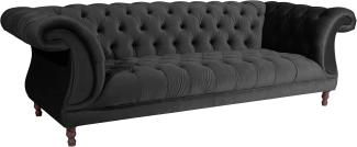 Ivette Sofa 3-Sitzer Samtvelours Schwarz Buche Nussbaumfarben