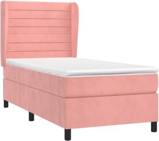 Boxspringbett mit Matratze Rosa 90x190 cm Samt (Farbe: Rosa)