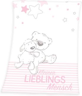 Herding 1440213014412 - Lieblingsmensch, Decke, Polyester, rosa, 75x100 cm