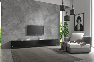 Wuun® TV-Board Lowboard Wohnwand TV-Bank Somero / 280cm (2 x 140cm) / Schwarz-Matt/Vita Schwarz