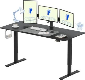 FLEXISPOT Basic Plus 180x80cm Elektrisch Höhenverstellbarer Schreibtisch - Memory-Handsteuerung - Sitz-Stehpult für Büro & Home-Office (schwarz, schwarz Gestell)