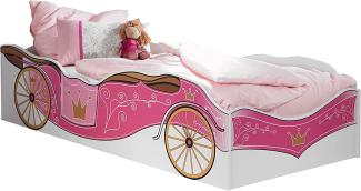 Kinderbett Zoe 90 * 200 cm inkl Matratze weiß pink Bett Bettliege Mächenbett Prinzessinnenbett GS-geprüft Jugendzimmer Kinderzimmer