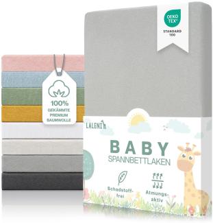 Laleni Premium Spannbettlaken für Beistellbett 50x89 cm - Oeko-Tex Zertifiziert, 100% Baumwolle, atmungsaktives Spannbetttuch Jersey Baby, 150 g/m², Moonlight Grey - Grau