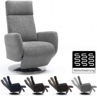Cavadore TV-Sessel Cobra / Fernsehsessel mit Liegefunktion, Relaxfunktion / Stufenlos verstellbar / Ergonomie S / Belastbar bis 130 kg / 71 x 108 x 82 / Hellgrau