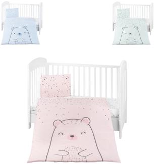 Kikkaboo Kinderbettwäsche Bär 3-teilig Decke 135 x 95 cm Kissen 45 x 35 cm Laken rosa
