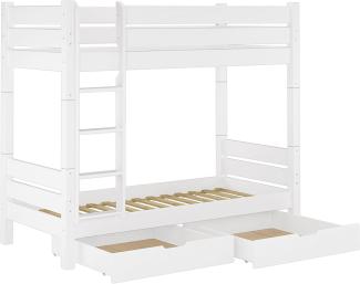 Erst-Holz Etagenbett weiß 90x200 Nische 100 teilbar Rollrost 2 Bettkästen