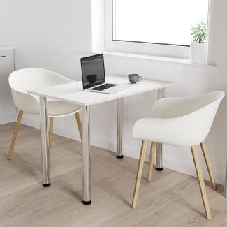 100x50 | Esszimmertisch - Esstisch - Tisch mit Chrombeinen - Küchentisch - Bürotisch | White Craft