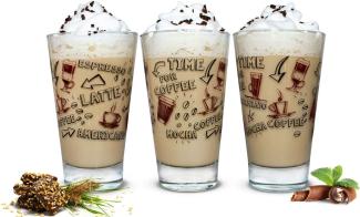 6 Latte Macchiato Gläser 310ml Kaffeegläser Teeggläser mit Kaffee-Aufdruck