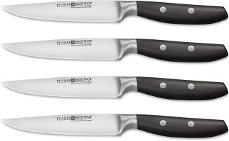 Wüsthof Steakmesser Set, Epicure Slate 1071160401, 4-teilig, 12 cm Klingenlänge, geschmiedet, rostfrei, ergonomischer Griff, scharfe Fleischmesser