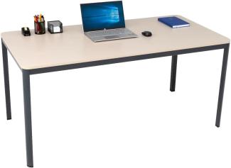 furni24 Schreibtisch D-Profil Nova 160x80x75cm, Sandfarbe, Einfache Montage, Arbeitstisch, Bürotisch, Küchentisch,Esstisch, Druckertisch Büro-Möbel Computertisch Gaming-Tisch Mehrzwecktisch