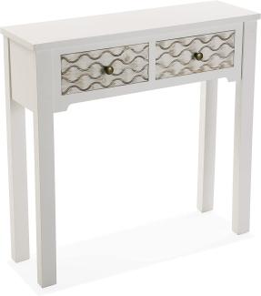 Versa Safira Schmales Möbelstück für den Eingangsbereich oder Flur, Moderner Konsolentisch, mit 2 Schubladen, Maßnahmen (H x L x B) 79 x 25 x 80 cm, Holz, Farbe: Weiß und Braun
