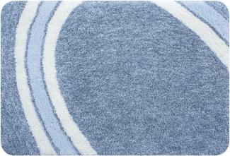 Spirella Badteppich Badematte Duschvorleger Mikrofaser Hochflor | flauschig | rutschhemmend | geeignet für Fußbodenheizung | 80x150 cm | Blau
