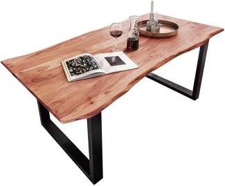 SAM Baumkantentisch 200x100 cm Quarto, Esszimmertisch aus Akazie, Holz-Tisch mit schwarz lackierten Beinen