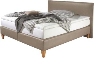 Maintal Boxspringbett Luxor, 140 x 200 cm, Kunstleder, Tonnentaschenfederkern Matratze h3, Beige