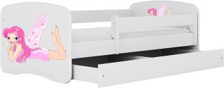 Kocot Kids 'Fee mit Flügeln' Einzelbett weiß 70x140 cm inkl. Rausfallschutz, Matratze, Schublade und Lattenrost
