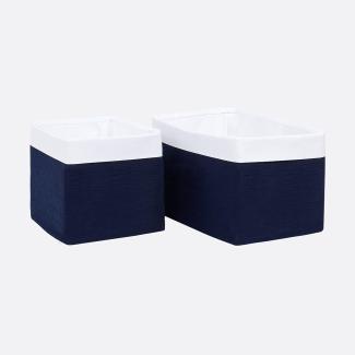 KraftKids Stoff-Körbchen in Musselin dunkelblau, Aufbewahrungskorb für Kinderzimmer, Aufbewahrungsbox fürs Bad, Größe 20 x 33 x 20 cm