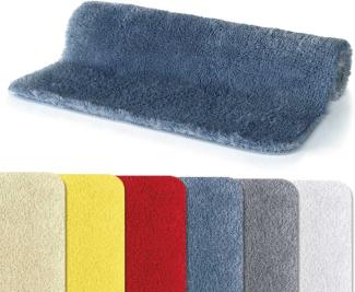 Spirella Badteppich Badvorleger Duschvorleger "Fino Supersoft" Hochflor waschbar, rutschfest Badematte 50x80 cm – Blau