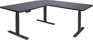 Eck-Schreibtisch, schwarz/schwarz, elektrisch höhenverstellbar