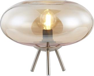 Tischlampe, Beistelltisch, Glaskugel amber silber, D 20 cm