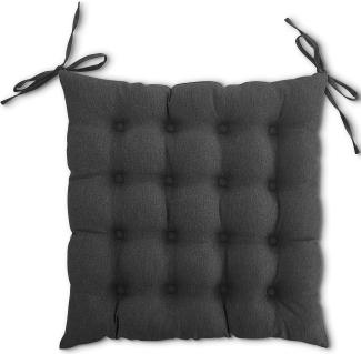 WOMETO Sitzkissen Stuhl OekoTex 40x40 cm - dunkelgrau grau Sitzauflage Auflage Polster Stuhlkissen Sitzpolster mit Bändern