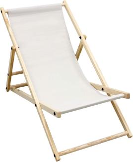 Liegestuhl klappbar aus Holz 3 Liegepositionen bis 120 kg Beige