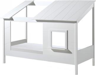 Baumhaus Bett inkl. Rolllattenrost, Liegefläche 90 x 200 cm, Ausf. Kiefer und MDF weiß lackiert