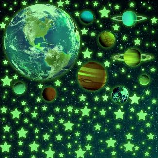 470 Stück Leuchtaufkleber Wandaufkleber mit Sonnensystem & 9 Planeten,Wandsticker für Kinderzimmer & Selbstklebende Leuchtsterne & Leuchtpunkt für Sternenhimmel,Fluoreszierend Leuchtsticker Wandtattoo
