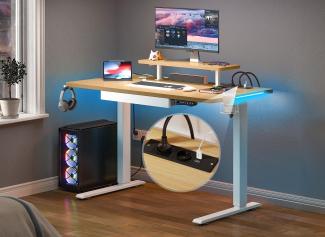 YITAHOME Höhenverstellbarer Schreibtisch 120x60cm,Schreibtisch Höhenverstellbar Elektrisch mit Steckdose,Ergonomischer Steh-Sitz Tisch mit Vierteilige Tischplatte, Computertisch mit Memory Funktion