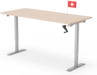 manuell höhenverstellbarer Schreibtisch EASY 180 x 80 cm - Gestell Grau, Platte Eiche