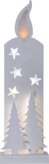 Star Trading 650-18 Weihnachtsdekoration DEKOKERZE GRANDY LED 14X0,06W Holz weiss L:15cm B:8cm H:50cm